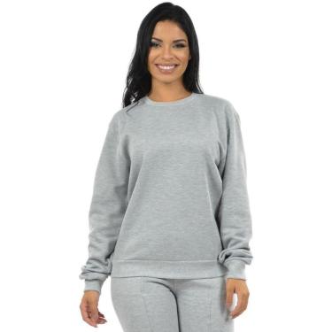 Imagem de Moletom Feminino Blusão Básico  Manga Longa Inverno - Azul-marinho - GG-Feminino