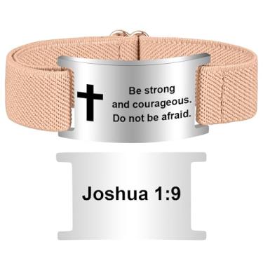 Imagem de Pmormyy Pulseira de cruz com versículo bíblico para mulheres e homens, pulseira ajustável de presente de Jesus é rei cristão WWJD, One Size, Aço inoxidável, Sem Pedra Preciosa