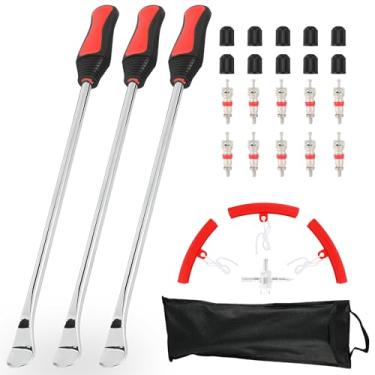 Imagem de USTPO Alavancas de colher de pneu Dirt Bike Tire Scooter Kit de ferramentas de reparo de remoção de ferro para motocicletas ATV UTV Cortador de grama com 3 protetores de aro