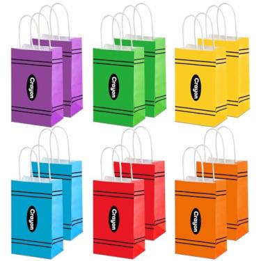 Imagem de 12 peças de sacos de presente de giz de cera Welcome Back to School para professores, primeiro dia de aula, caixas de doces com alça em forma de giz de cera, para jardim de infância, formatura