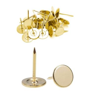 Imagem de Tachinhas de polegar douradas resistentes, pinos extra longos para estofados, tapetes e superfícies de madeira, 100 peças