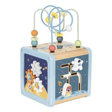Imagem de Cubo Atividades Espacial Madeira Educativo Tooky Toy Tj932