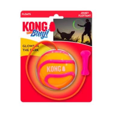 Imagem de KONG Bunji High-Viz Brilhante Colorido Brilhante no Escuro Alta Visibilidade Buscar e Recuperar Bola Bouncy Durável Sortida (Grande)