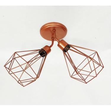 Imagem de Plafon duplo Industrial Retro Aramado Diamante Cobre Total - Stilo Lus