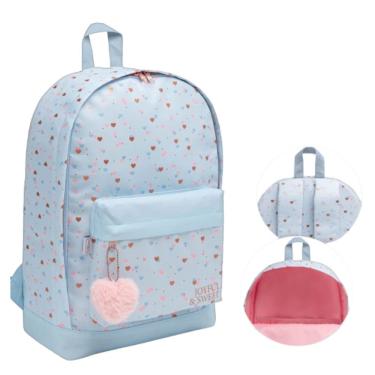 Imagem de Mochila Escolar De Costas Juvenil Académie Corações Metalizados Tilibra Azul