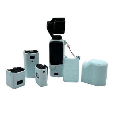 Imagem de Wtohoby Capa Pocket 3, capa protetora de silicone macio compatível com DJI Osmo Pocket 3 Creator Combo, leve Osmo Pocket 3, protetor de lente de tela, acessórios (azul)