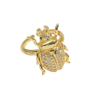 Imagem de Anel de declaração joaninha de zircônia cúbica fofo besouro CZ joaninha cristal insetos dedo animal anel aberto ajustável anel empilhável ajuste confortável verão Coccinella joias presentes de