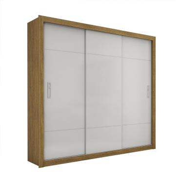 Imagem de Guarda Roupa Roupeiro Lotse 3 Portas De Correr 4 Gavetas Carioca Cinamomo Off White