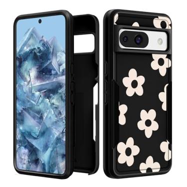Imagem de Plakill Capa feminina para Google Pixel 8A - Capa feminina fofa Kawaii feminina estética design exclusivo flor preta resistente à prova de choque militar para adolescentes para celular Google Pixel 8A