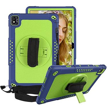 Imagem de FIEWESEY Capa para tablet Nokia T20, capa protetora híbrida resistente à prova de choque resistente para crianças Nokia T20/TCL Tab Pro 5G (modelo: 9198S)/VASTKING KingPad M10 Tablet de 10,4 polegadas (azul marinho/verde)