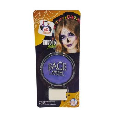 Imagem de Tinta Facial Roxo Horror Make com Esponja  Maquiagem Artística Hallowe