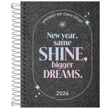 Imagem de Agenda 2026 espiral diária Shine Holográfica M4 Tilibra, Preto