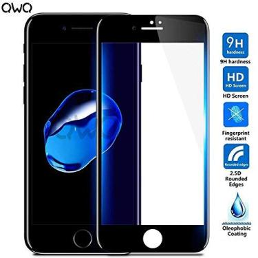 Imagem de QWQ 9H HD vidro temperado para Apple iPhone para iPhone 6s 6 Plus protetor de tela película de vidro de cobertura completa (para iPhone 6 6S Plus/branco)