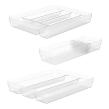 Imagem de Kit 3 Porta Talheres Divisor E Organizador Separador Ou