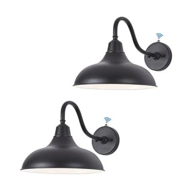 Imagem de MKONOL Luz de celeiro pescoço de ganso ao ar livre 30,5 cm do crepúsculo ao amanhecer luzes de arandela de parede externa, luminária fosca para casa de fazenda, varanda, entrada, garagem, preto e