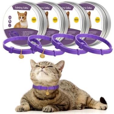 Imagem de Coleira calmante para gatos Weewooday ajustável com 2 pingentes, 4 peç