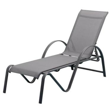 Imagem de Espreguiçadeira Chaise Búzios Rivatti em Aluminio Grafite com Tela Mes