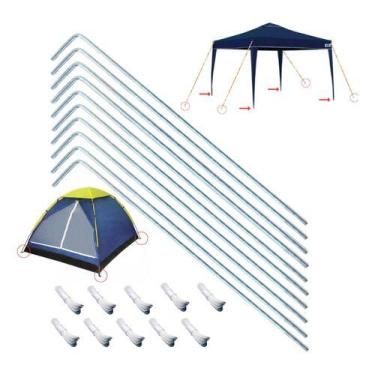 Imagem de Kit 10  Fixador Haste  4x47x350 Gancho Gazebos Barracas Camping Praia 