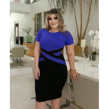 Imagem de Vestido Plus Size Detalhe em X Moda Feminina Evangélica - MISS FLOWER,