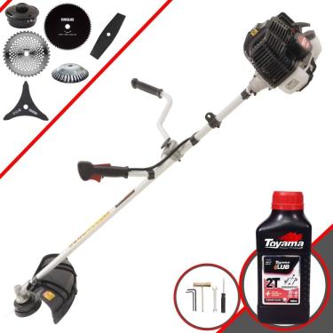 Imagem de Cortador de Grama Profissional À Gasolina Kawashima KW52LE 52cc 2,5HP 10.000rpm Roçadeira Multifuncional Com 6 Opções de Cortes + ÓLEO TOYAMA 2T