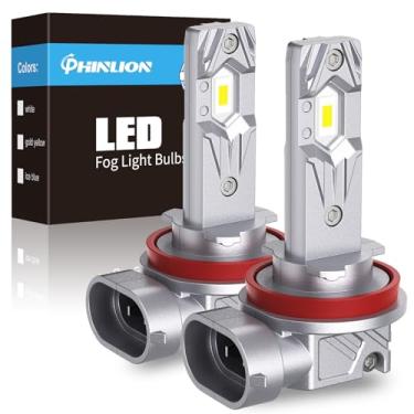 Imagem de PHINLION Lâmpada LED de neblina H11 H8, 12000 lúmens 6500K branca, 800% brilho super brilhante H16 luzes de neblina LED, tamanho mini 1:1, Plug and Play, pacote com 2