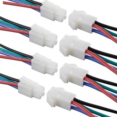 Imagem de Daohaodeli Tamiya Cabo adaptador de 4 pinos com cabo 14AWG conectores macho fêmea de 10 cm 4 pares para carro motocicleta RC carro lipo fio de carregamento (4 Tamiya 4P))