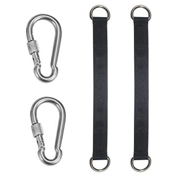 Imagem de 4 kits de suspensão de alças de balanço de árvore correias de balanço de árvore com 4 peças ganchos de encaixe de trava segura para redes de balanço de árvore (4)
