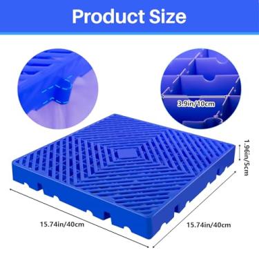 Imagem de TMINEL Paletes de plástico para armazenamento de porão Paletes de plástico leves com grade de plástico Paletes de plástico aninháveis para armazenamento à prova d'água interno e externo (6 peças - 40