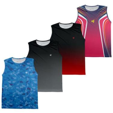 Imagem de Kit 4 Regata Masculina Academia Caminhada Musculação Esportiva Dry Tér