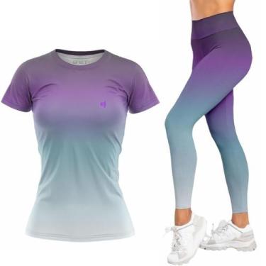 Imagem de Kit Calça Legging Blusa Feminina Academia Fitness Caminhada Conjunto T