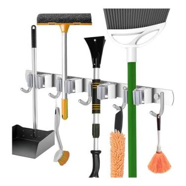 Imagem de Suporte Vassouras e Rodo de Parede com 9 Acessórios Porta Vassoura de 