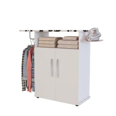 Imagem de Tábua de Passar Roupa com Armário 2 Portas Prateleira Suporte Para Fer