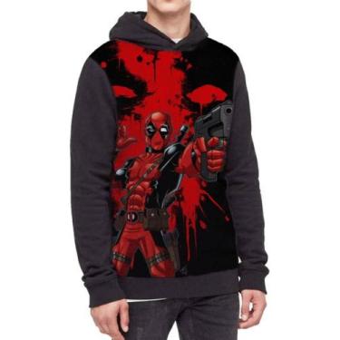 Imagem de Moletom Com Capuz Deadpool Full Print Ref:25 - smoke, Preto, GG