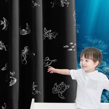 Imagem de Cortinas Vangao Kids Blackout 160 cm de comprimento Ocean Animals x2