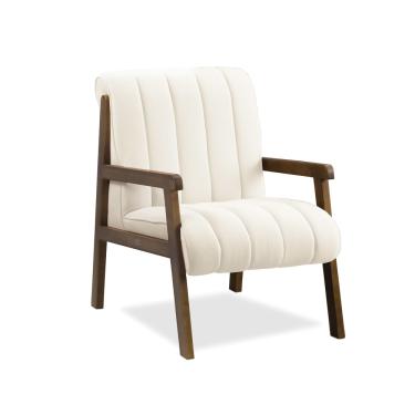 Imagem de Poltrona Decorativa para Sala Base de Madeira Daline Bouclê Bege E03 - D'Rossi