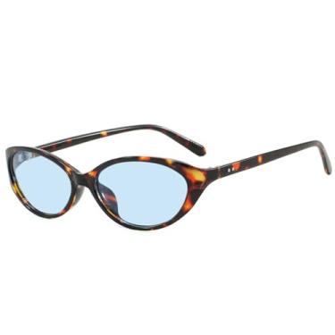 Imagem de Óculos de sol gatinho feminino UV400 gradiente cor doce masculino para esportes ao ar livre corrida e equitação, azul leopardo