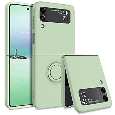 Imagem de Para Samsung Z Flip 5 Capa com suporte de anel Capas de telefone de silicone líquido para Samsung Z Flip 3 ZFlip 4 ZFlip5 Capa macia, Verde Exército, para Samsug Z Flip 3