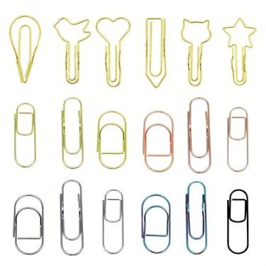 Imagem de Pacote com 18 clipes de caneta de metal e suportes para cadernos, papéis, clipes de papel, material de escritório escolar
