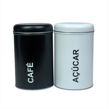 Imagem de Potes Guarda Alimentos Metal Açucar Café Porta Mantimentos