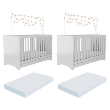 Imagem de Kit Berço Para Gêmeos 3 Em 1 Com Colchões Inclusos Multimóveis Mp4393 