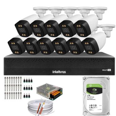 Imagem de Kit 11 Câmeras full color Dvr 1016-C Intelbras C/HD 1TB