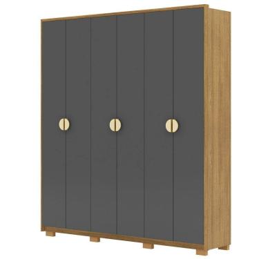 Imagem de Guarda-roupa Casal 100% Mdf 6 Portas 4 Gavetas Bolonha Nature-alasca