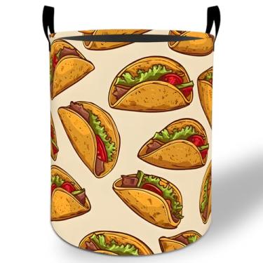 Imagem de Taco cesto de roupa suja 50 x 40 cm, comida divertida, dobrável, impermeável, balde de armazenamento de roupas Oxford para quarto, banheiro, quarto de bebê, organizador de brinquedos, presentes para