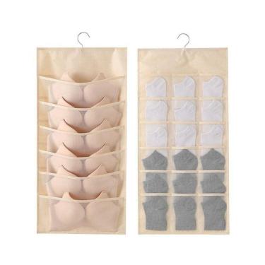 Imagem de Cabide Organizador 20 Bolsos Divisorias Porta Sutia Closet Joias Guarda Roupa