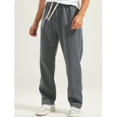 Imagem de Calça em moletom flanelado cor grafite masculina com barra reta - Heil