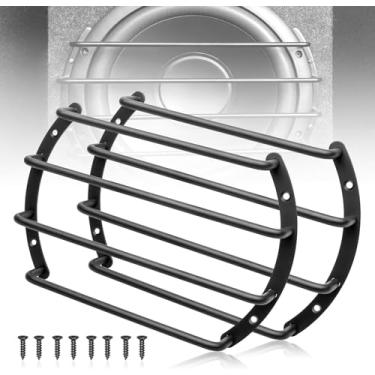 Imagem de Grade de subwoofer de metal de 20 cm, protetor de capa de alto-falante de áudio de 4 barras, capa de grade de barra de carro preta de 20 cm, capa de subgrade de 20 cm, 4 barras, 2 peças