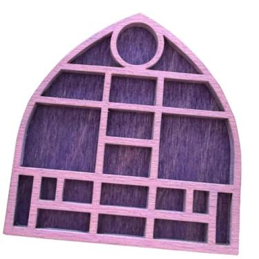 Imagem de harayaa Prateleira para bugigangas em miniatura, mini portajoias, organizador multigrade, bandeja de de pedras com vários compartimentos, Rosa