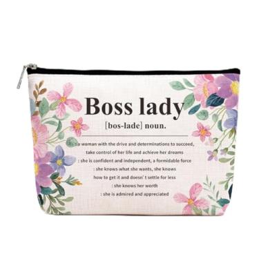 Imagem de Thank You Boss Lady Definition Makeup Bag Boss Lady Presentes para Mulheres Mentor Colega de Trabalho Líder Presentes Motivacionais Femininos Bolsas Cosméticas Bolsa com Zíper Bolsa de Viagem para