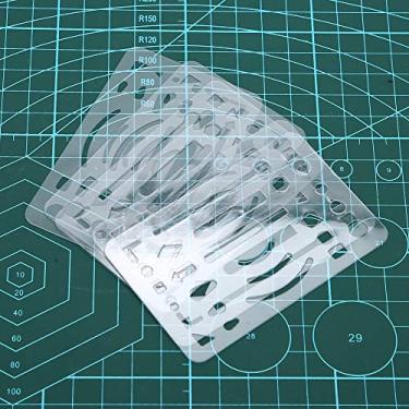 Imagem de Régua de Modelo de Desenho de Engenharia Multiuso Com 27 Furos, Escudo de Apagamento para Materiais de Arte (Transparente)