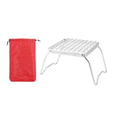 Imagem de simhoa Suporte para fogão dobrável, mini grelha para fogueira, grelha de cozimento para camping, ideal para mochilão e viagens.